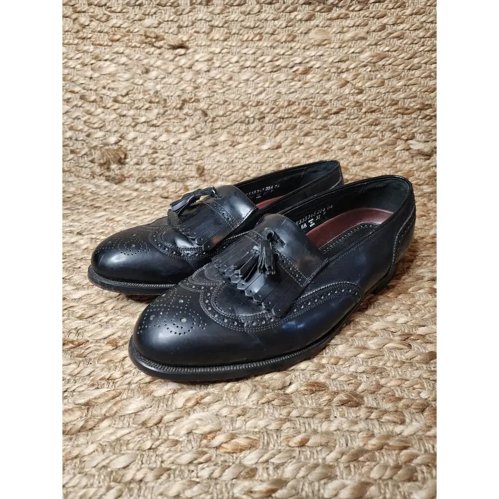 Florsheim Imperial Dress Shoes Men's Sz. 10 Black Wingtip Leather Loafers